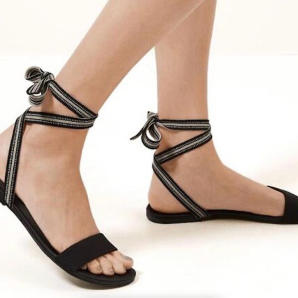 Rothy’s The Wrap Cosmos Black Strappy Sandals